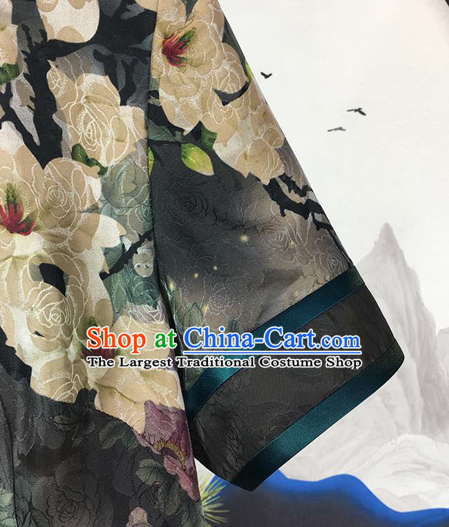 China National Printing Mangnolia Silk Qipao Dress Clothing Traditional Gambiered Guangdong Gauze Cheongsam