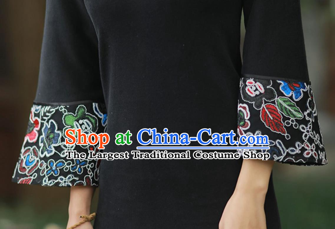 China National Stand Collar Qipao Dress Clothing Traditional Young Lady Slim Cheongsam