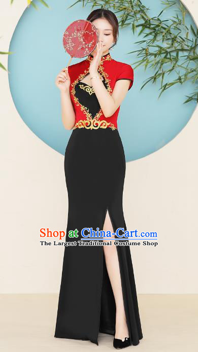 China Catwalks Qipao Dress Woman Sexy Clothing Stage Performance Fishtail Cheongsam