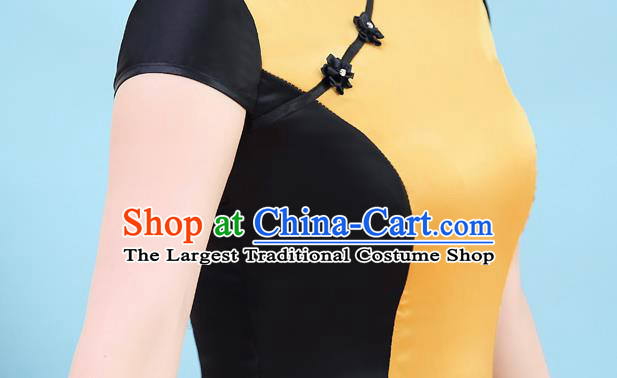 China Catwalks Golden Qipao Dress Stage Performance Fishtail Cheongsam Woman Chorus Clothing