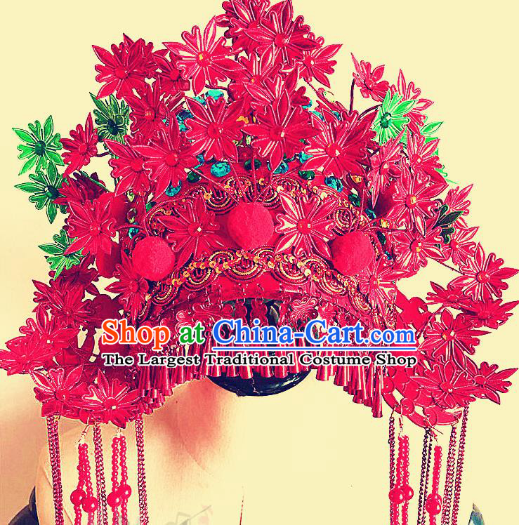 China Traditional Peking Opera Hair Accessories Handmade Magic Warriors Rosy Phoenix Coronet for Kids