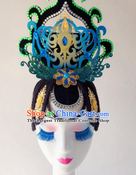 China Handmade Classical Dance Headdress Wig Chignon Traditional Stage Performance Hair Accessories