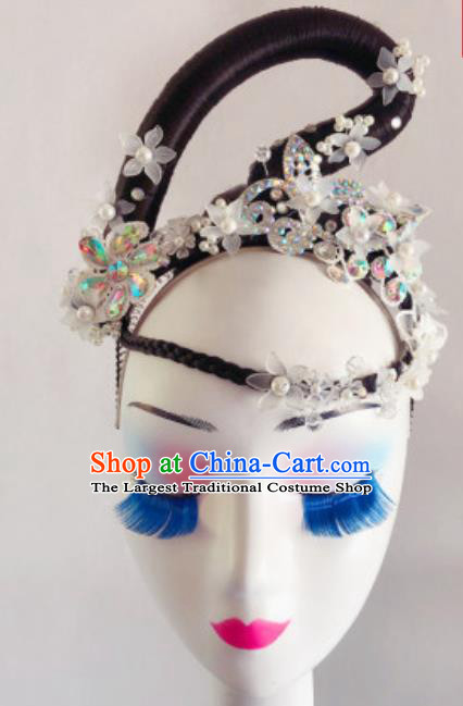 China Traditional Folk Dance Hair Accessories Handmade Wig Chignon Classical Dance Headdress