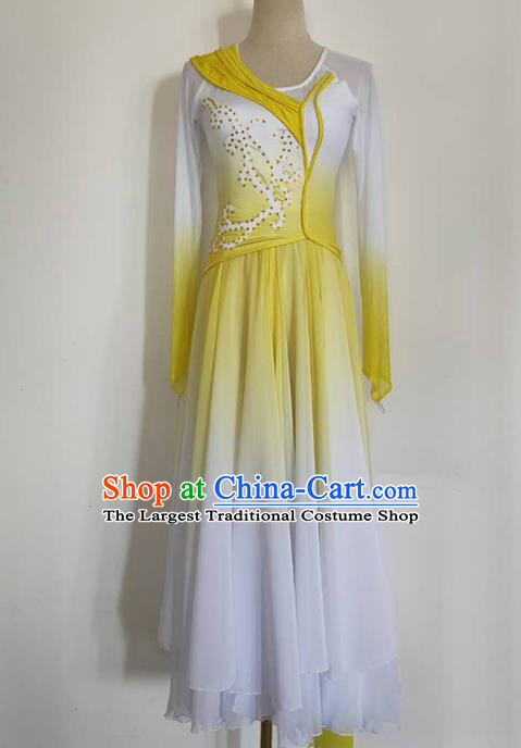 China Stage Performance Clothing Goddess Dance Costume Classical Dance Yellow Dress