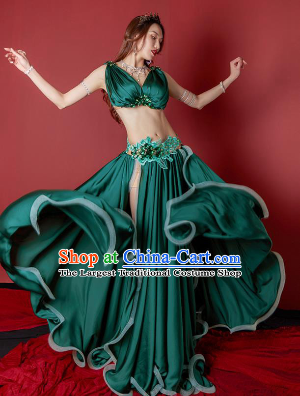 Professional Indian Belly Dance Clothing Asian Oriental Dance Raks Sharki Stage Show Green Outfits