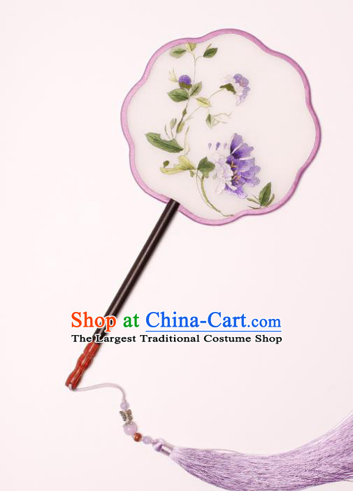 China Classical Palace Fan Traditional Hanfu Silk Fan Handmade Embroidered Fan