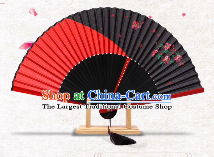 Chinese Tai Chi Fan Classical Accordion Handmade Printing Silk Folding Fan