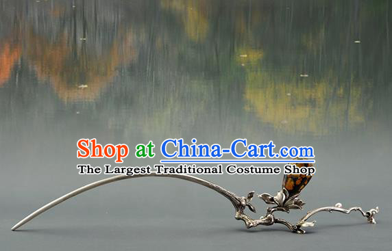 Chinese Traditional Cheongsam Hairpin National Silver Mangnolia Hair Stick