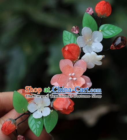 Chinese Traditional Song Dynasty Princess Hair Stick Ancient Palace Lady Peach Flowers Hairpin