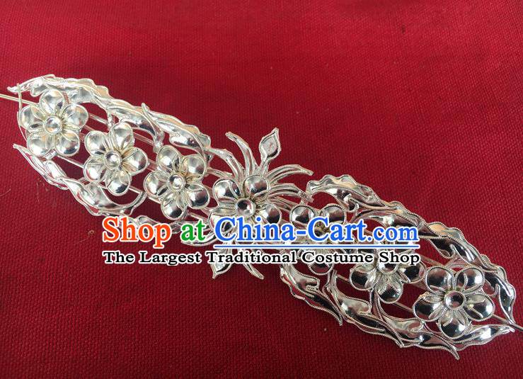 Chinese Traditional Ming Dynasty Hanfu Hair Accessories Ancient Fairy Argent Plum Blossom Hairpin