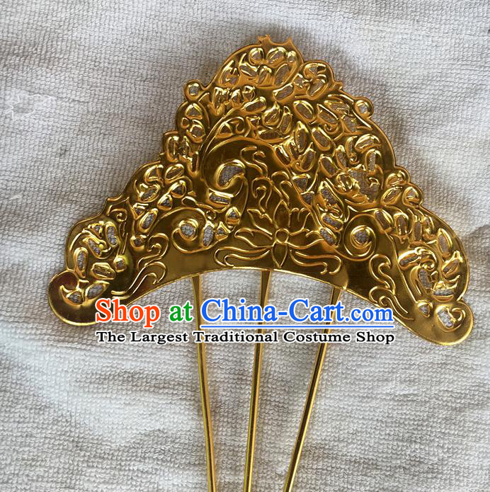 Chinese Ancient Empress Hairpin Traditional Tang Dynasty Queen Golden Hair Comb