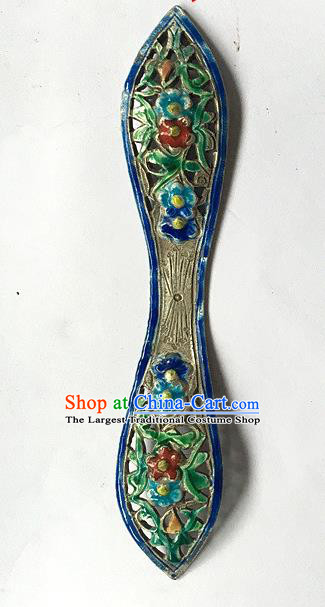 Chinese Ancient Silver Carving Hairpin Traditional Qing Dynasty Palace Princess Cloisonne Hair Stick