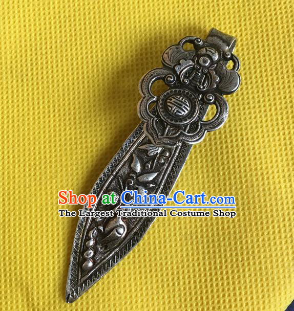 Chinese Ancient Empress Silver Hairpin Headwear Traditional Qing Dynasty Hair Stick
