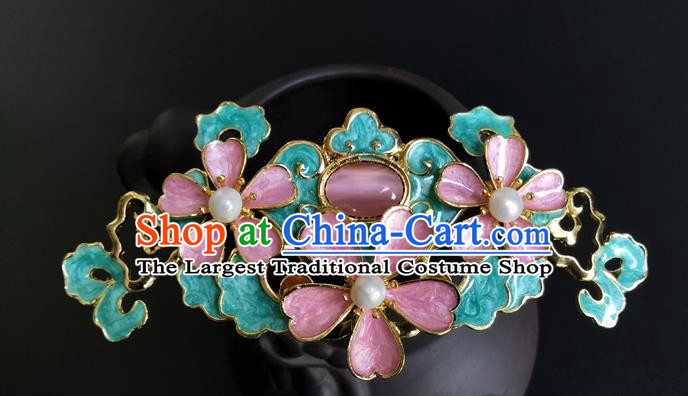 China Ancient Princess Pink Peach Blossom Hairpin Traditional Song Dynasty Palace Lady Hair Crown