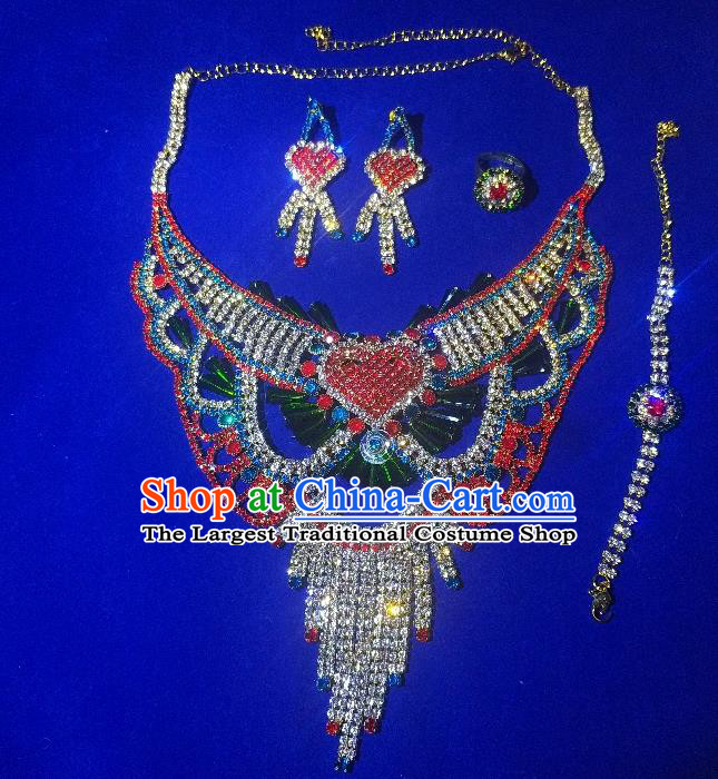 India Wedding Jewelry Accessories Bride Crystal Necklace Asian Indian Belly Dance Necklet