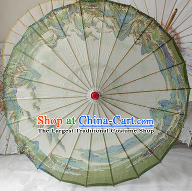 China Handmade Oil Paper Umbrella Traditional Hanfu Umbrella Classical Landscape Painting Umbrellas
