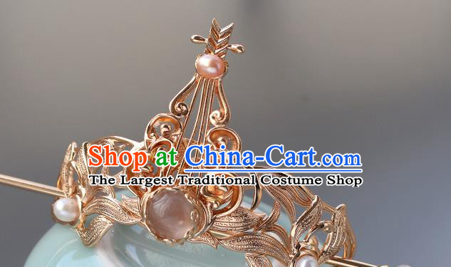 Chinese Traditional Jin Dynasty Prince Golden Hairdo Crown and Hairpin Ancient Swordsman Hair Accessories