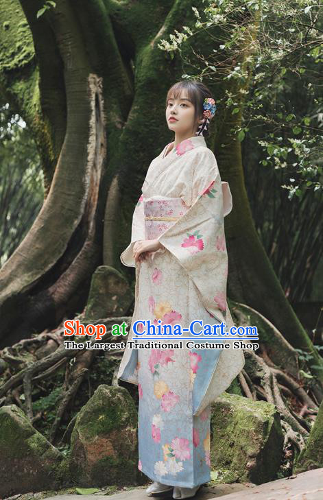 Japanese Traditional Summer Festival Yukata Dress Asian Japan Printing Furisode Kimono Clothing