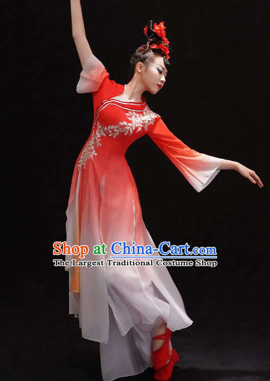 Chinese Classical Ballet Dance Clothing Woman Solo Dance Outfits Traditional Umbrella Dance Red Dress