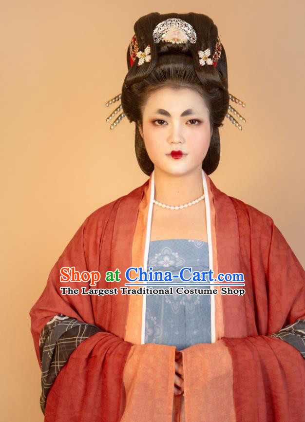 China Traditional Tang Dynasty Noble Woman Historical Clothing Ancient Imperial Empress Hanfu Dress Apparels
