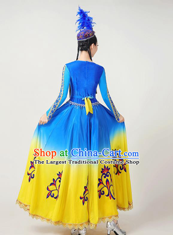 Chinese Ethnic Folk Dance Garments Clothing Traditional Uygur Nationality Suits Xinjiang Dance Dress
