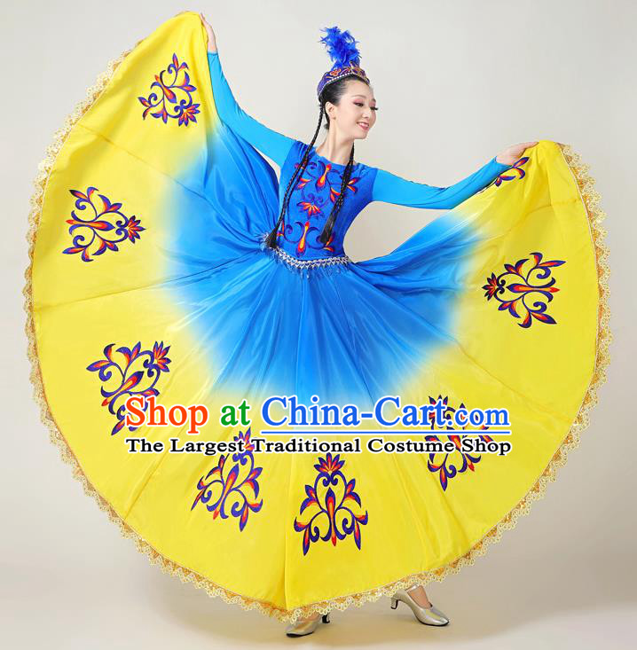 Chinese Ethnic Folk Dance Garments Clothing Traditional Uygur Nationality Suits Xinjiang Dance Dress