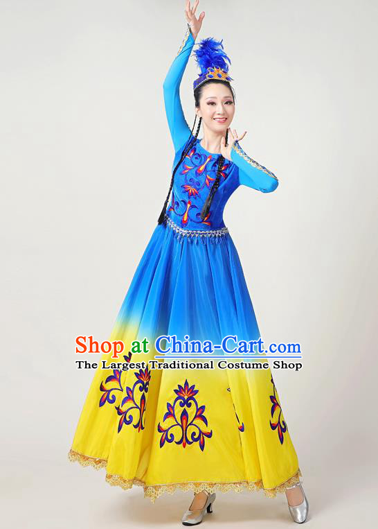Chinese Ethnic Folk Dance Garments Clothing Traditional Uygur Nationality Suits Xinjiang Dance Dress