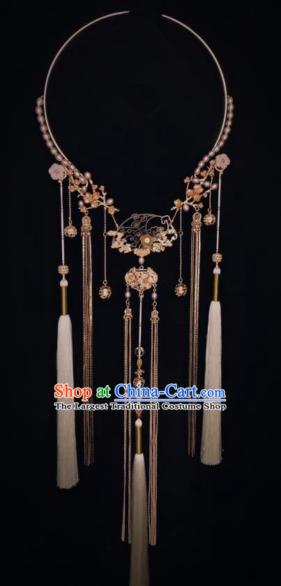 Chinese Ancient Princess Tassel Necklace Traditional Ming Dynasty Necklet Accessories National Handmade Jewelry