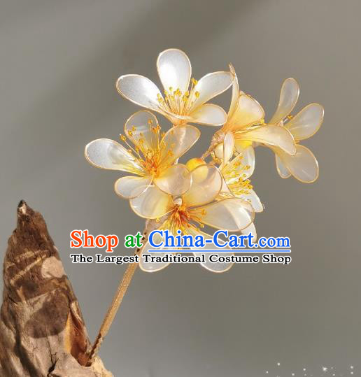 China Traditional Ming Dynasty Yellow Flowers Hairpin Handmade Ancient Palace Princess Hair Stick