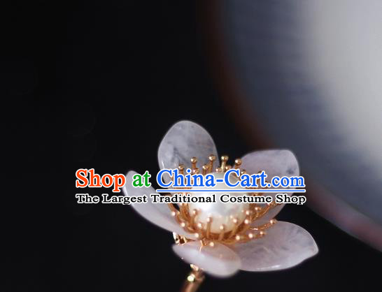 China Traditional Hanfu Headdress Ancient Princess Rose Quartz Hairpin Song Dynasty Young Lady Hair Stick