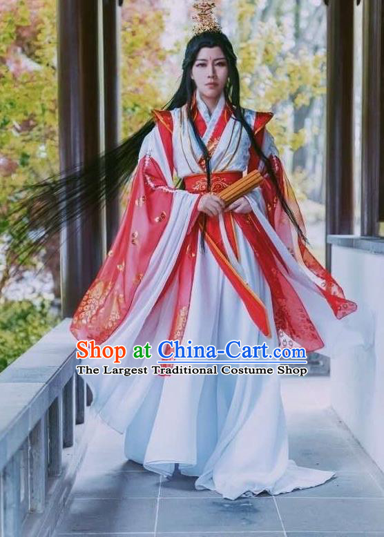 Chinese Cosplay Swordsman Xie Lian Red Clothing Traditional Tang Dynasty Prince Apparels Ancient Childe Garment Costumes