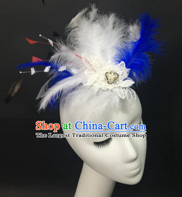 Top Catwalks Feather Royal Crown Halloween Party Lace Flowers Top Hat Brazilian Carnival Headdress Cosplay Hair Accessories