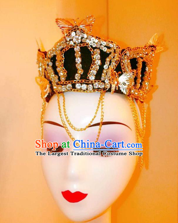 Top Brazil Parade Headdress Halloween Cosplay Queen Hair Accessories Catwalks Crystal Royal Crown Baroque Bride Hat