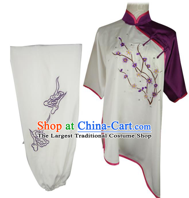 Chinese Chang Boxing Garment Costumes Martial Arts Embroidered Plum Blossom Outfits Kungfu Wushu Competition Clothing