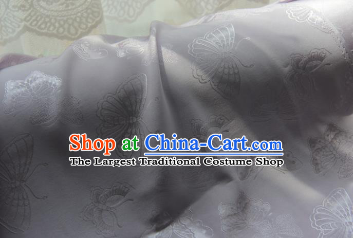 Chinese Traditional Cheongsam Jacquard Drapery Silk Fabric Classical Butterfly Pattern Brocade Lilac Satin Cloth