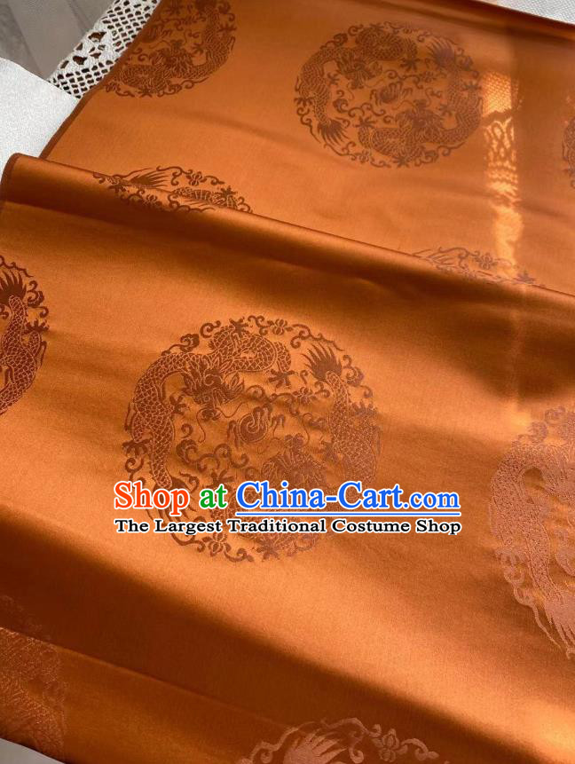 Chinese Traditional Tang Suit Drapery Silk Fabric Classical Dragons Pattern Caramel Brocade Cloth Tapestry Material
