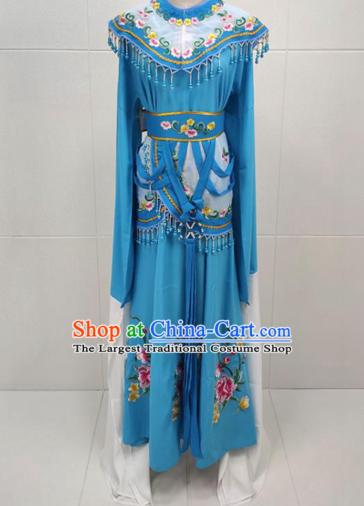 Chinese Shaoxing Opera Princess Garments Beijing Opera Hua Tan Clothing Traditional Peking Opera Actress Blue Dress