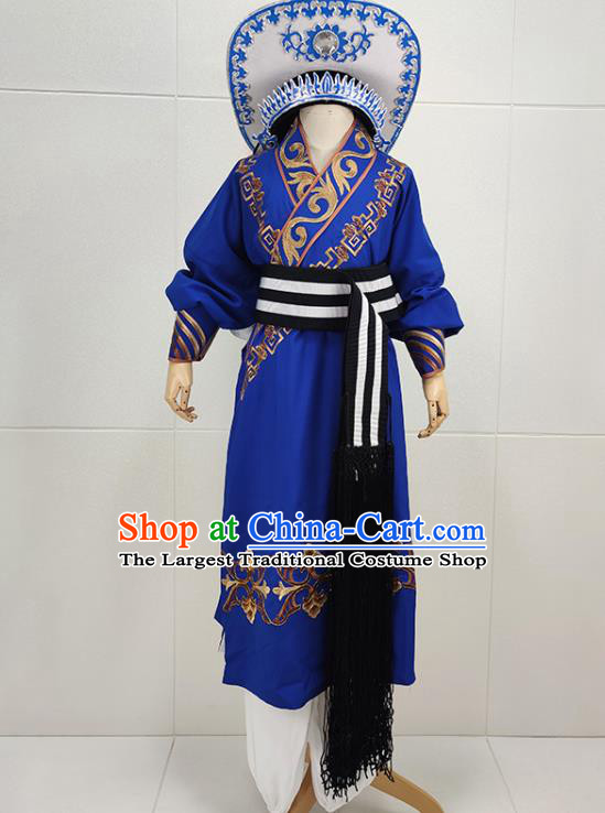 China Peking Opera Swordsman Lin Chong Garments Traditional Shaoxing Opera Wusheng Clothing and Hat