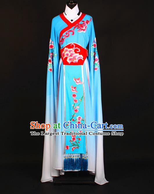 Chinese Beijing Opera Garment Shaoxing Opera Noble Lady Clothing Traditional Peking Opera Hua Tan Blue Dress