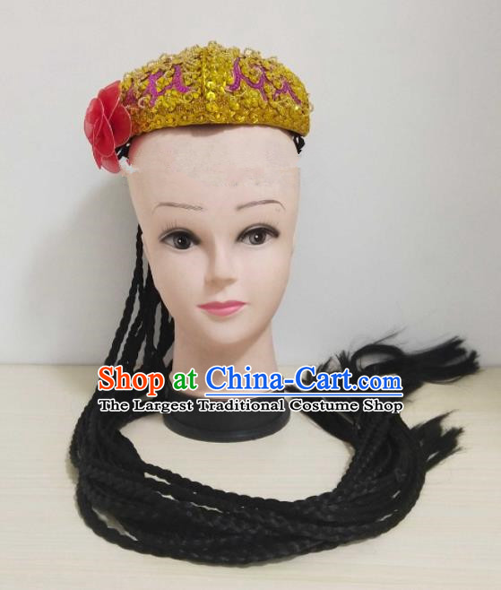 China Uyghur Nationality Woman Headdress Xinjiang Ethnic Folk Dance Hair Accessories Uighur Minority Performance Hat