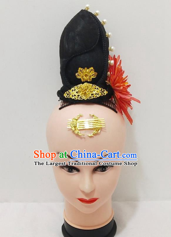Chinese Traditional Court Dance Hairpieces Classical Dance Wigs Woman Solo Dance Hair Clasp