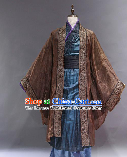 Chinese Han Dynasty Official Apparels Ancient King Hanfu Clothing Drama Romance of The Three Kingdoms Lu Su Garment Costume