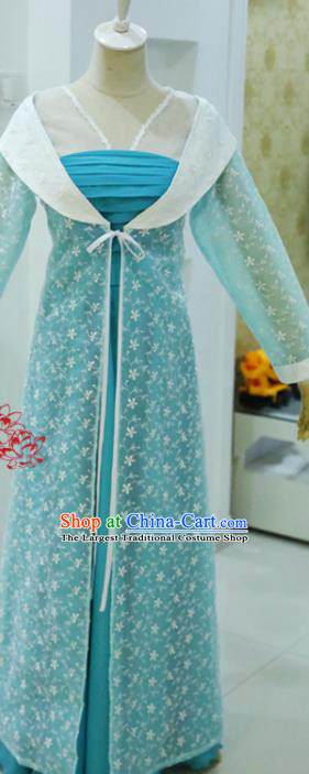 China Ancient Enchantress Blue Hanfu Dress Cosplay Fairy Garments Traditional Drama The New Strange Stories Painted Skin Mei Sanniang Clothing