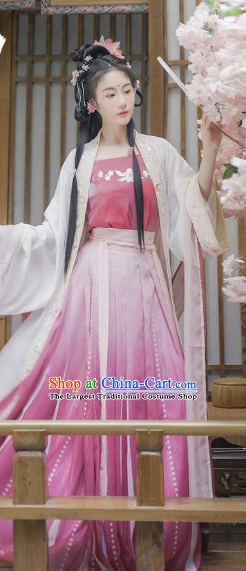 China Traditional Hanfu Garments Song Dynasty Palace Princess Historical Clothing Ancient Imperial Consort Dress