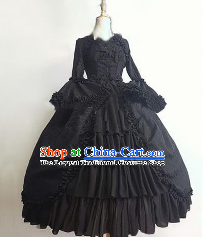Halloween Performance Formal Dress European Princess Black Dress Western Gothic Garment Clothing
