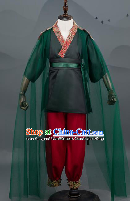 Top China Kids Catwalks Green Uniforms Stage Show Tang Suits Boys Dancewear Children Clothing