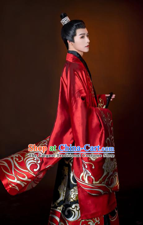 China Traditional Historical Garment Costumes Ancient Emperor Hanfu Robe Ming Dynasty Crown Prince Clothing Complete Set