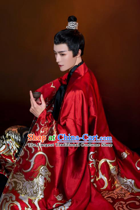 China Traditional Historical Garment Costumes Ancient Emperor Hanfu Robe Ming Dynasty Crown Prince Clothing Complete Set
