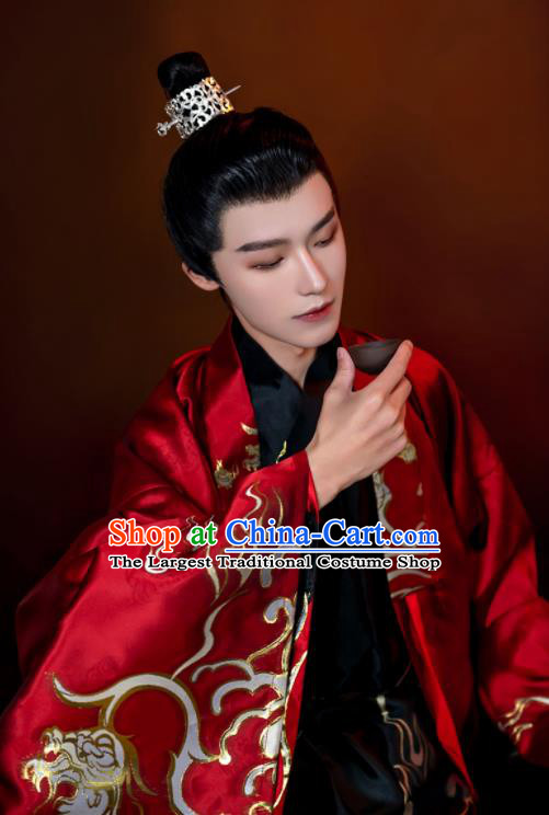China Traditional Historical Garment Costumes Ancient Emperor Hanfu Robe Ming Dynasty Crown Prince Clothing Complete Set