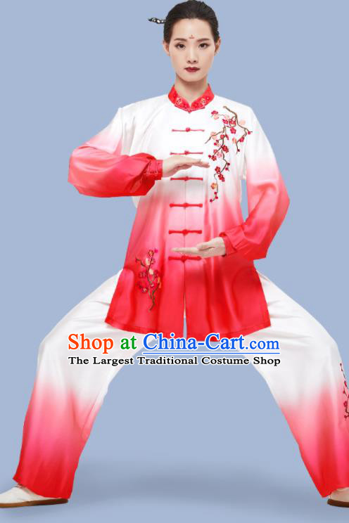 Chinese Kung Fu Embroidered Red Uniforms Wushu Competition Clothing Martial Arts Garment Costumes Tai Chi Clothing